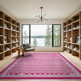 Vibrant Pink Trellis Geometric Area Rug