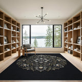 Elegant Gold Silver Floral Mandala Area Rug