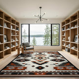 Rust Black Southwestern Geometric Area Rug