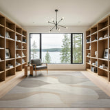 Abstract Beige Neutral Wave Area Rug