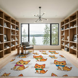 Cute Cartoon Orange Tabby Kittens with Bow Ties Area Rug
