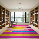 Multi-color and Patterns Vibrant Geometric Multi-Color Block Area Rug
