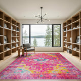 Pink Floral Vintage Vibrant Pink Floral Vintage Area Rug
