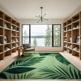 Lush Green Monstera Leaf Boho Chic Area Rug