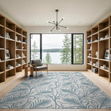 Teal Fern Frond Area Rug