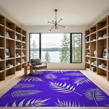 Purple Palm Leaf Print Area Rug