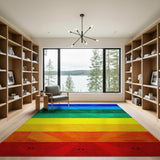 Vibrant Rainbow Stripe Geometric Rug