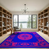 Deep Blue Pink Mandala Persian Area Rug