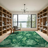 Lush Emerald Green Leafy Floral Area Rug