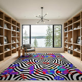Multi-color and Patterns Vibrant Multi-Color Wavy Abstract Area Rug