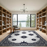 Black and White Traditional Persian Black White Traditional Persian Floral Rug