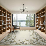 Vintage Floral Blossom Border Cream Rug