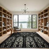 Gothic Rose Window Black White Area Rug
