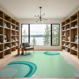 Teal Mint Abstract Arcs Area Rug