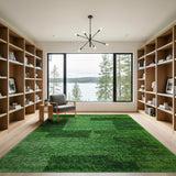 Green Geometric Patchwork Shag Area Rug