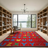 Multi-color and Patterns Vibrant ABC Alphabet Kids Play Rug