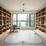 Traditional Teal Persian Border Area Rug