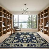 Navy Blue and Teal Navy Blue Traditional Persian Area Rug