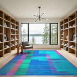 Geometric Modern Stripe Vibrant Multi-Color Geometric Stripe Area Rug