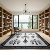 Black and White Ornate Black White Persian Motif Area Rug