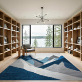 Geometric Modern Geometric Blue Mountain Peaks Area Rug