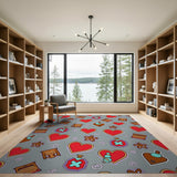 Whimsical Cartoon Hearts Potions Area Rug
