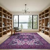 Vibrant Purple Persian Floral Area Rug