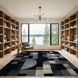 Modern Geometric Black White No. 9 Area Rug