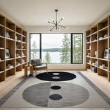 Black White Geometric Circles Modern Area Rug