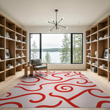 Vibrant Red Swirl Abstract Red Area Rug