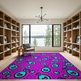 Playful Cyan Fish Cartoon Area Rug