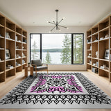 Pink Pink Mandala Persian Area Rug