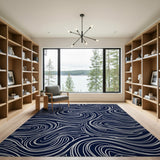 Abstract Area Navy Abstract Wave Area Rug