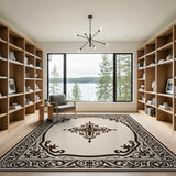 Elegant Ornate Beige Frame Area Rug