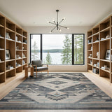 Blue and Teal Blue Teal Southwestern Geometric Area Rug