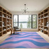 Fluid Wave Abstract Area Rug in Pink Purple Blue