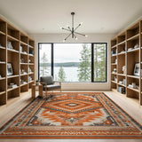 Orange Terracotta Geometric Southwestern Area Rug