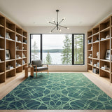 Teal Interwoven Geometric Area Rug