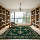 Traditional Persian Green Ornate Emerald Green Persian Medallion Rug