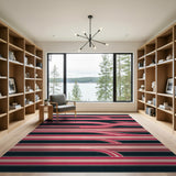 Wavy Red Pink Stripe Geometric Area Rug