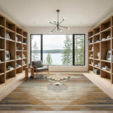 Brown and Tan Southwestern Deer Head Area Rug
