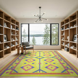 Vibrant Yellow Heritage Tribal Geometric Area Rug