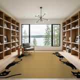 Playful Black Cat Silhouettes Tan Area Rug