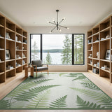 Green Lush Green Fern Leaf Area Rug