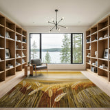 ODIKA Washable Golden Wheat Landscape Area Rug - Low Pile & Non-Slip