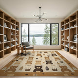 Whimsical Brown Bear Kids Cartoon Rug