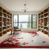 Chinese Red Plum Blossom Area Rug