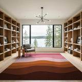 Wavy Pink to Brown Abstract Area Rug