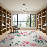 Blush Pink Floral Swirl Area Rug