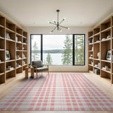 Pink Pink White Gingham Checkered Area Rug